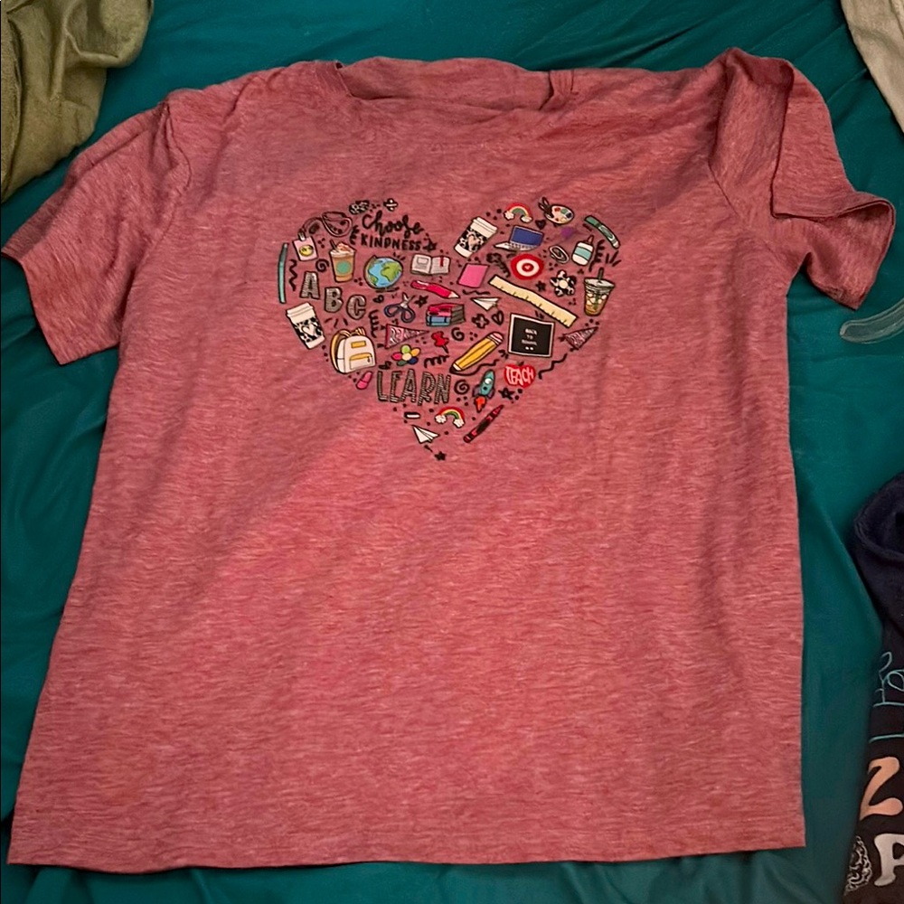 Pink Graphic Heart T-Shirt